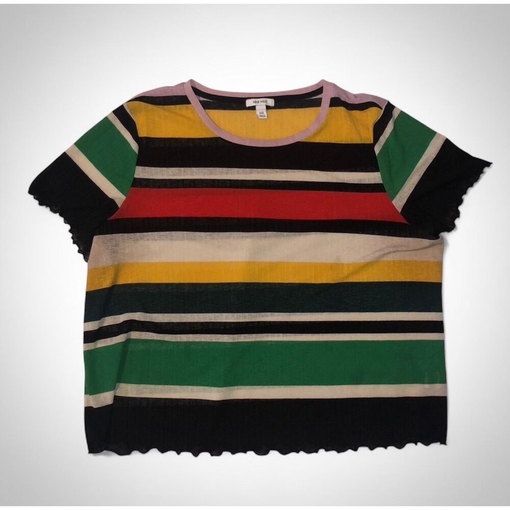 Nine West Striped Short-Sleeved Shirt XXL